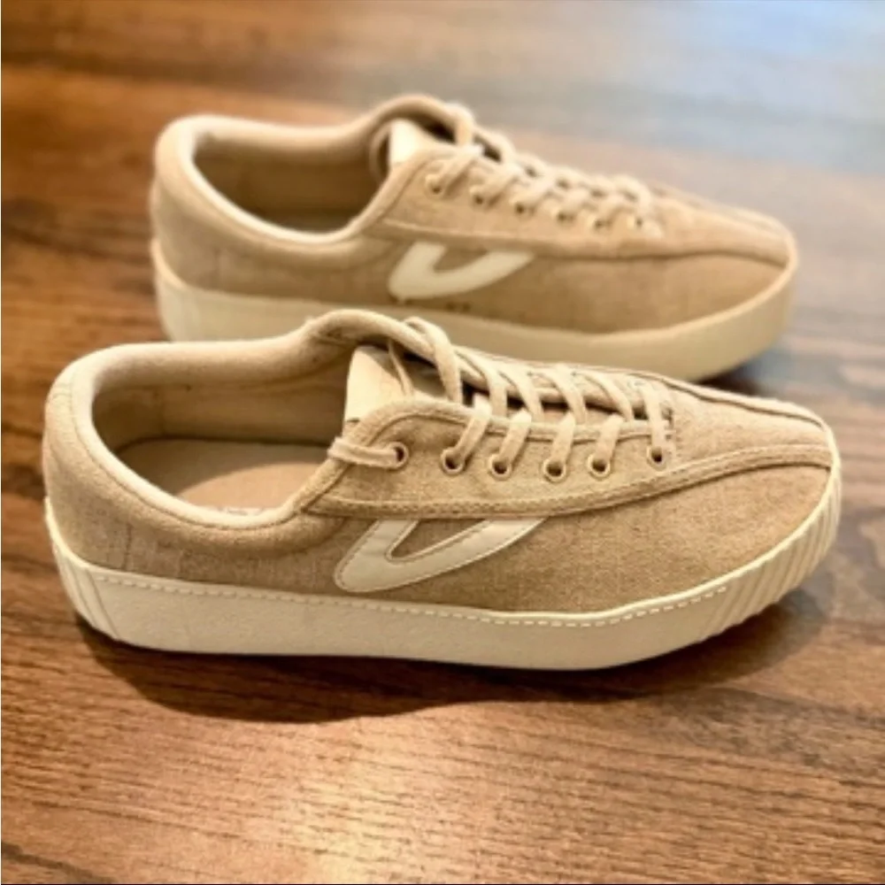Casual Women's Suede Sneakers in Beige - Neutral Everyday Style - Picture 4 of 5